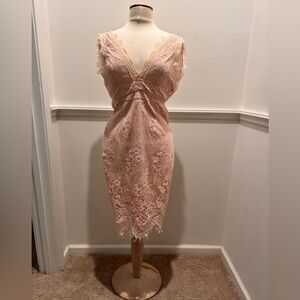 A Peach Pink Corset Lace Dress